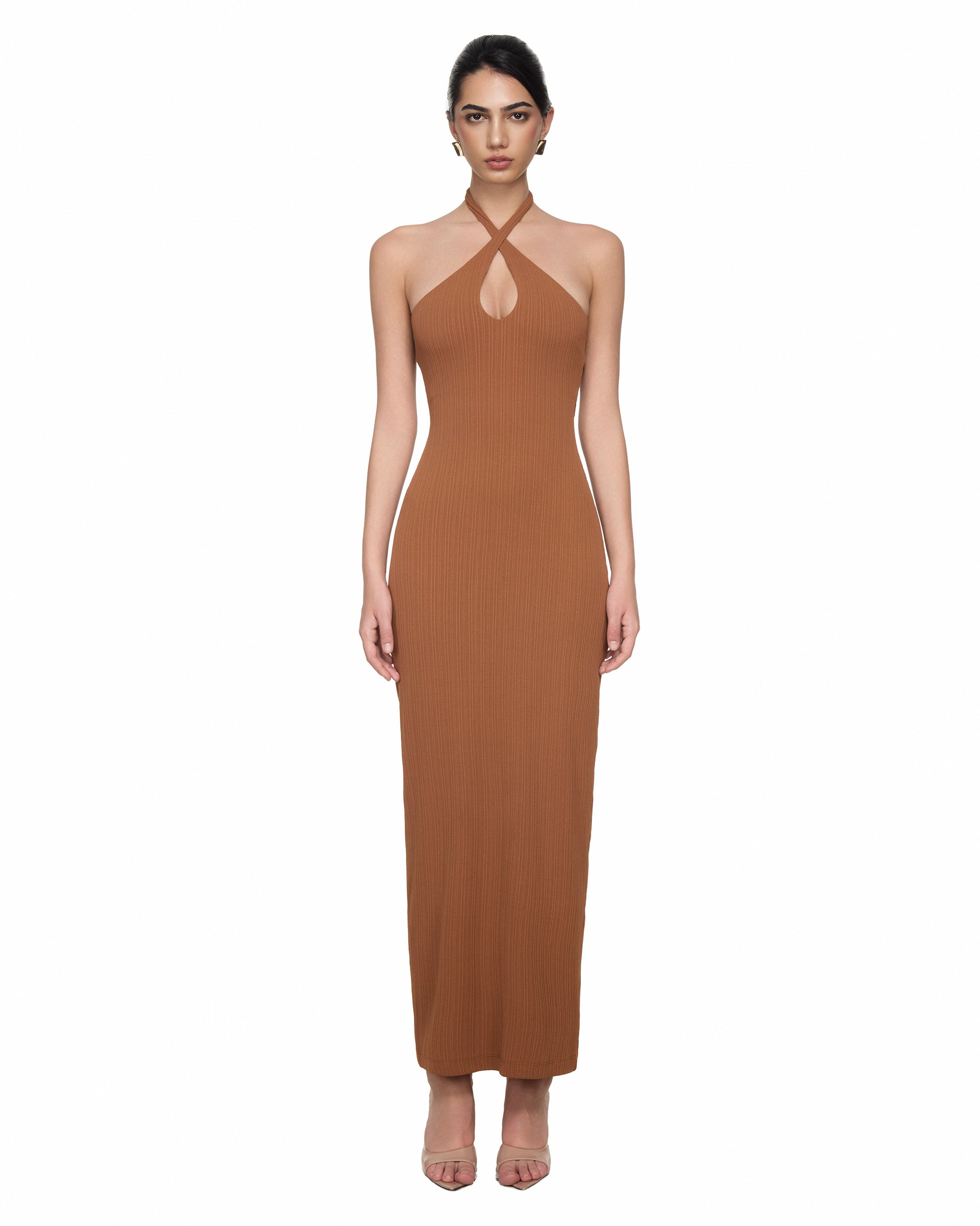 Isla Criss-Cross Halter Maxi Dress